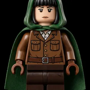 Mikasa Ackerman Klemmbaustein-Figur Attack on Titan mit grünem Umhang