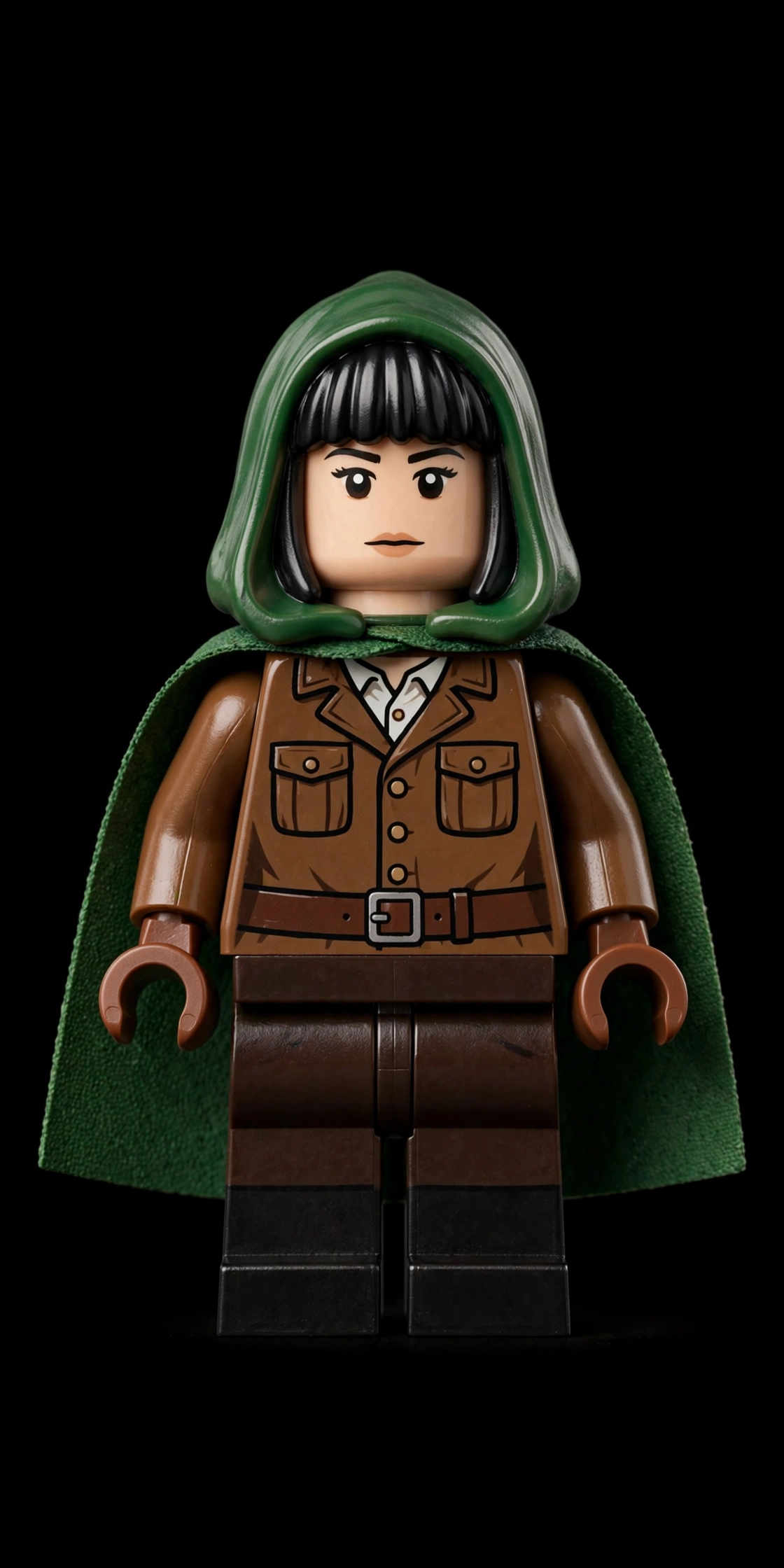 Mikasa Ackerman Klemmbaustein-Figur Attack on Titan mit grünem Umhang