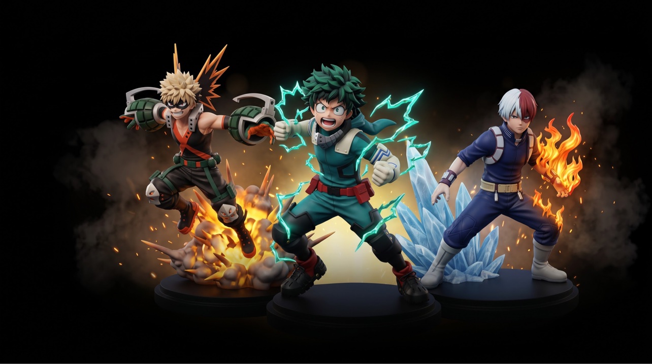 My Hero Academia Figuren Banner – Bakugo, Deku und Todoroki