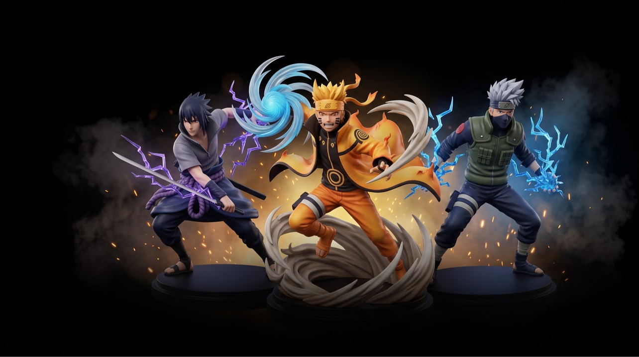 Naruto Figuren Banner – Sasuke, Naruto und Kakashi
