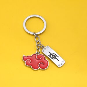 Akatsuki-Logo Schlüsselanhänger mit durchgestrichenem Konoha-Symbol