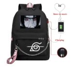 Naruto Rucksack Itachi Sharingan – Canvas-Rucksack mit Ladeanschluss