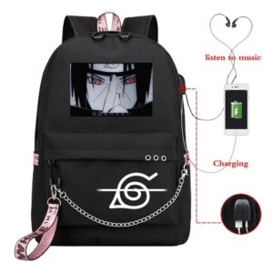 Naruto Rucksack Itachi Sharingan – Canvas-Rucksack mit Ladeanschluss