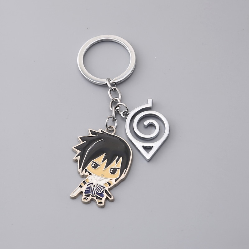 Naruto Schlüsselanhänger Sasuke mit Konoha Logo