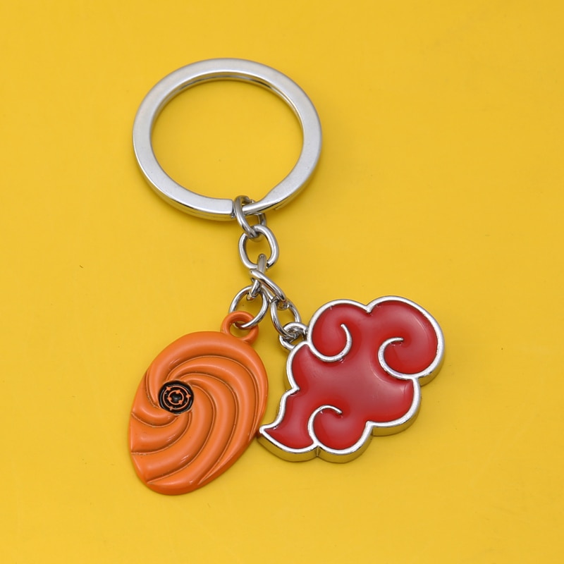 Tobi-Maske Schlüsselanhänger mit Akatsuki-Logo – Zinklegierung