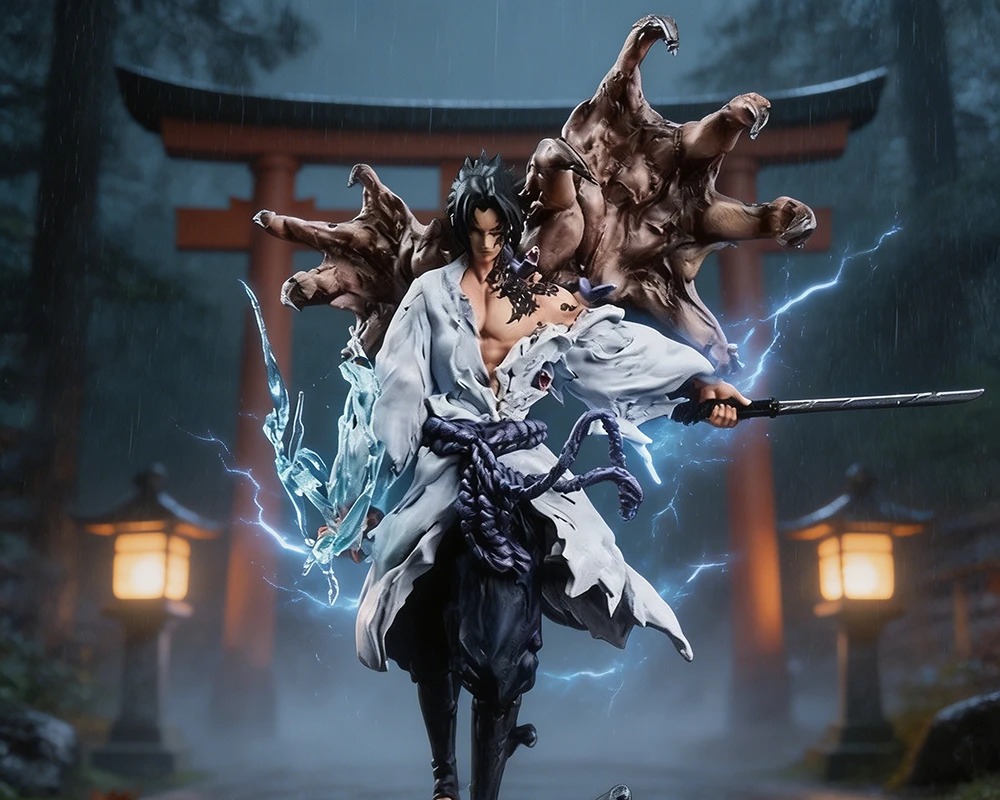 Sasuke Uchiha Figur mit Schwert und Umhang
